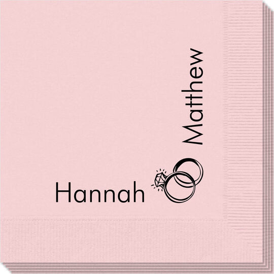 Corner Text with Wedding Rings Design Napkins